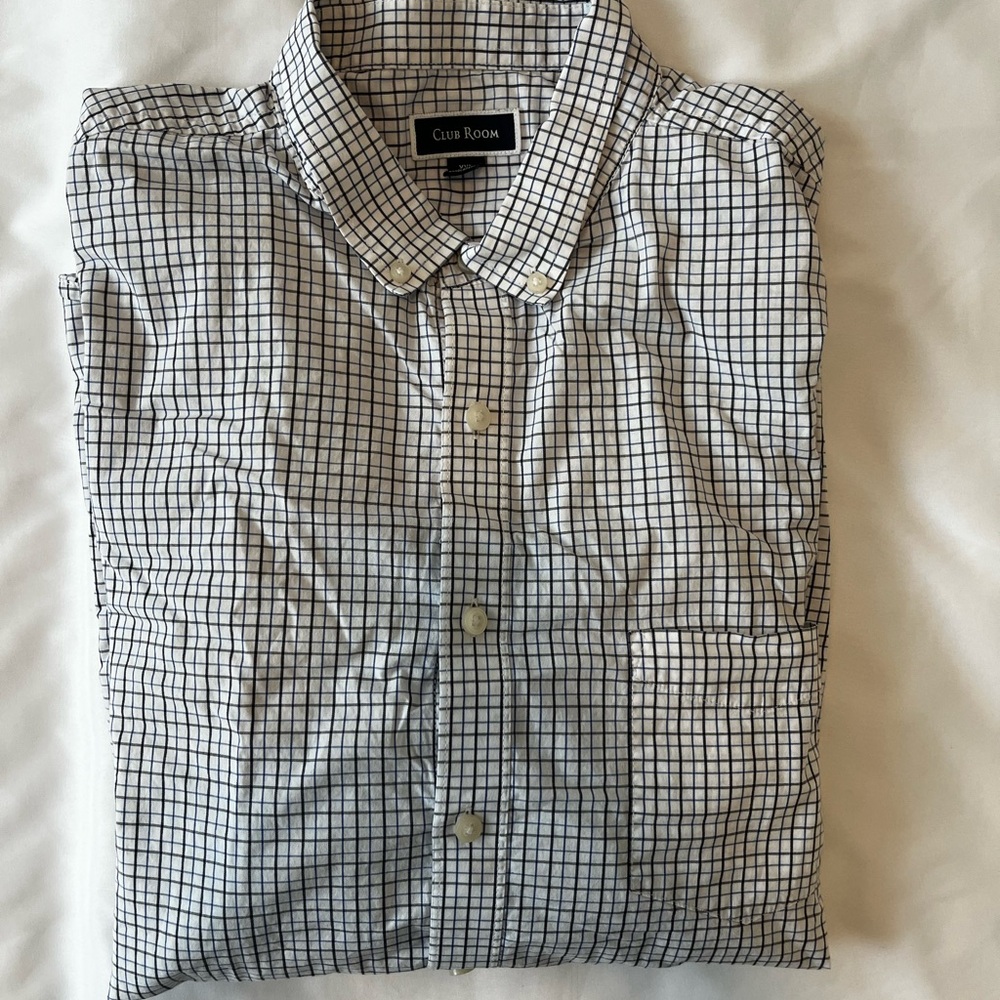 Club Room Black and White Casual Button Down Shirt